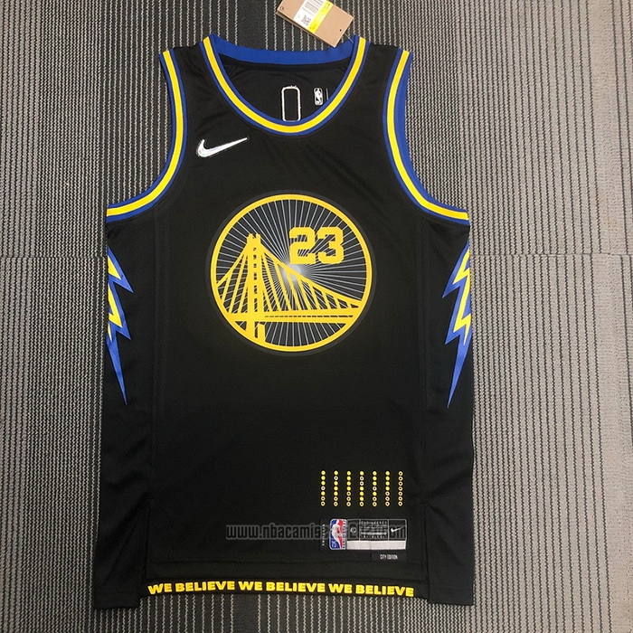 Camiseta Golden State Warriors Draymond Green #23 Ciudad 2021-22 Negro